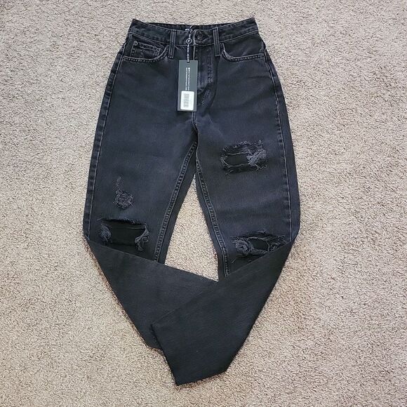 NWT White Fox Boutique Love Stoned Vintage Black Boyfriend Jeans Size XS US 2 - Picture 2 of 9
